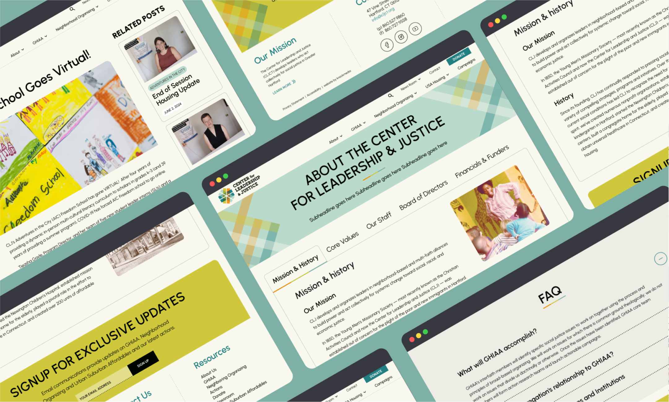 Images of the Center for Leadership & Justice website