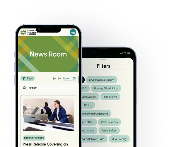 Center for Leadership & Justice on smart phone